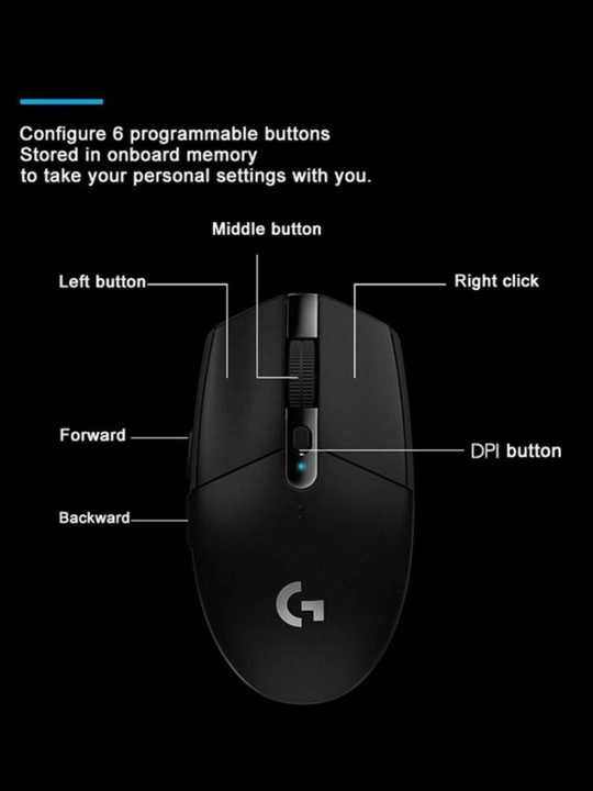 Logitech G304 simsiz Gaming sichqoncha, LIGHTSPEED Wireless, 12000 DPI