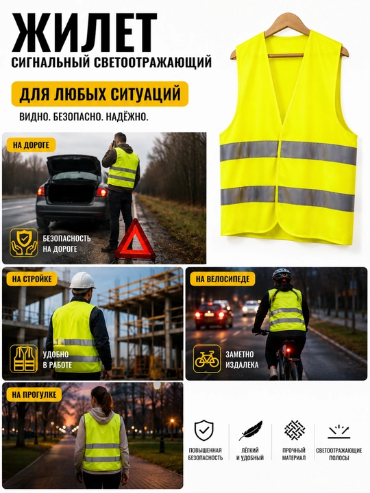 Svet qaytaruvchi signal jilet, avtomobil va ish uchun, universal