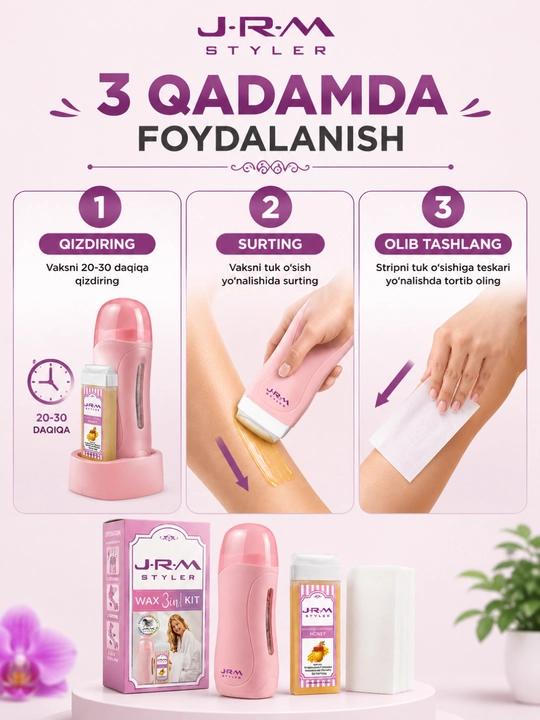 Набор для депиляции Roll-On Wax 3 в 1, воскоплав и восковый картридж