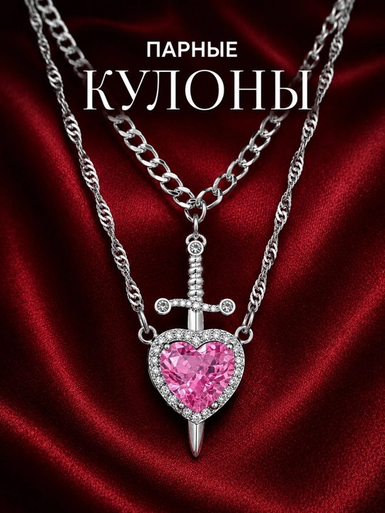 Парные колье, красное сердце и кинжал, элегантные и удобные - 