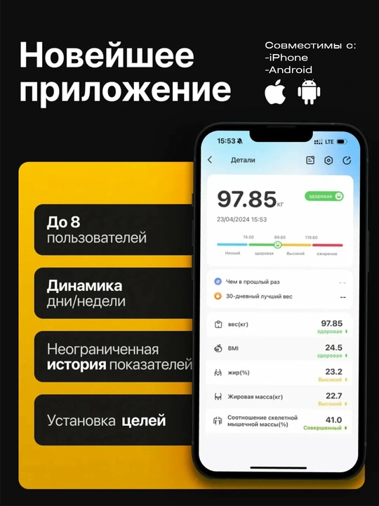 Aqlli elektron pol tarozi 180 kg gacha, odam tarozi vazn o'lchash uchun