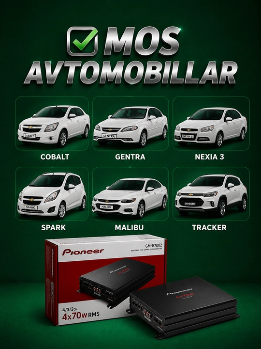 Avtomobil uchun ovoz kuchaytirgich PIONEER GM-E7004 4 kanalli qora avto usilitel