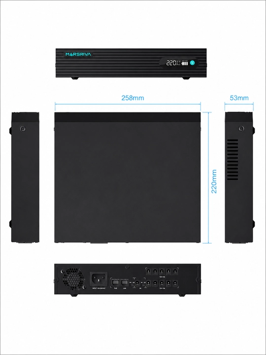 MARSRIVA KP7 Pro Smart Mini DC UPS 76.8Wh – 100W, LiFePO4, Gigabit PoE