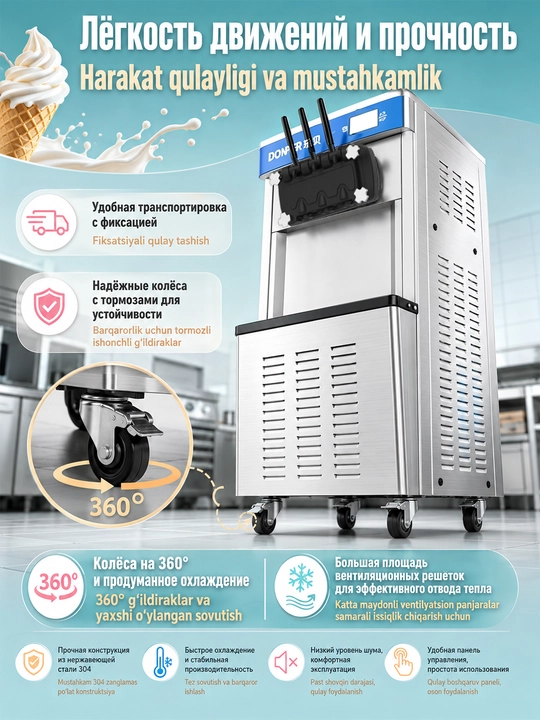 Аппарат для приготовления мороженого DONPER DP-01 — сенсорное управление