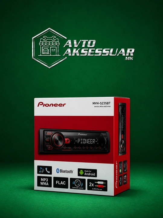 Avtomagnitola PIONEER MVH-S145BT, mashina uchun magnitafon, 1DIN, qora, Bluetooth AUX USB - 