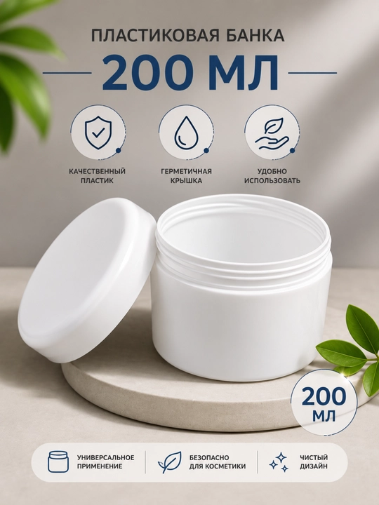 200 ml kosmetik banka germetik qopqoqli plastik idish krem skrab va niqob uchun - 