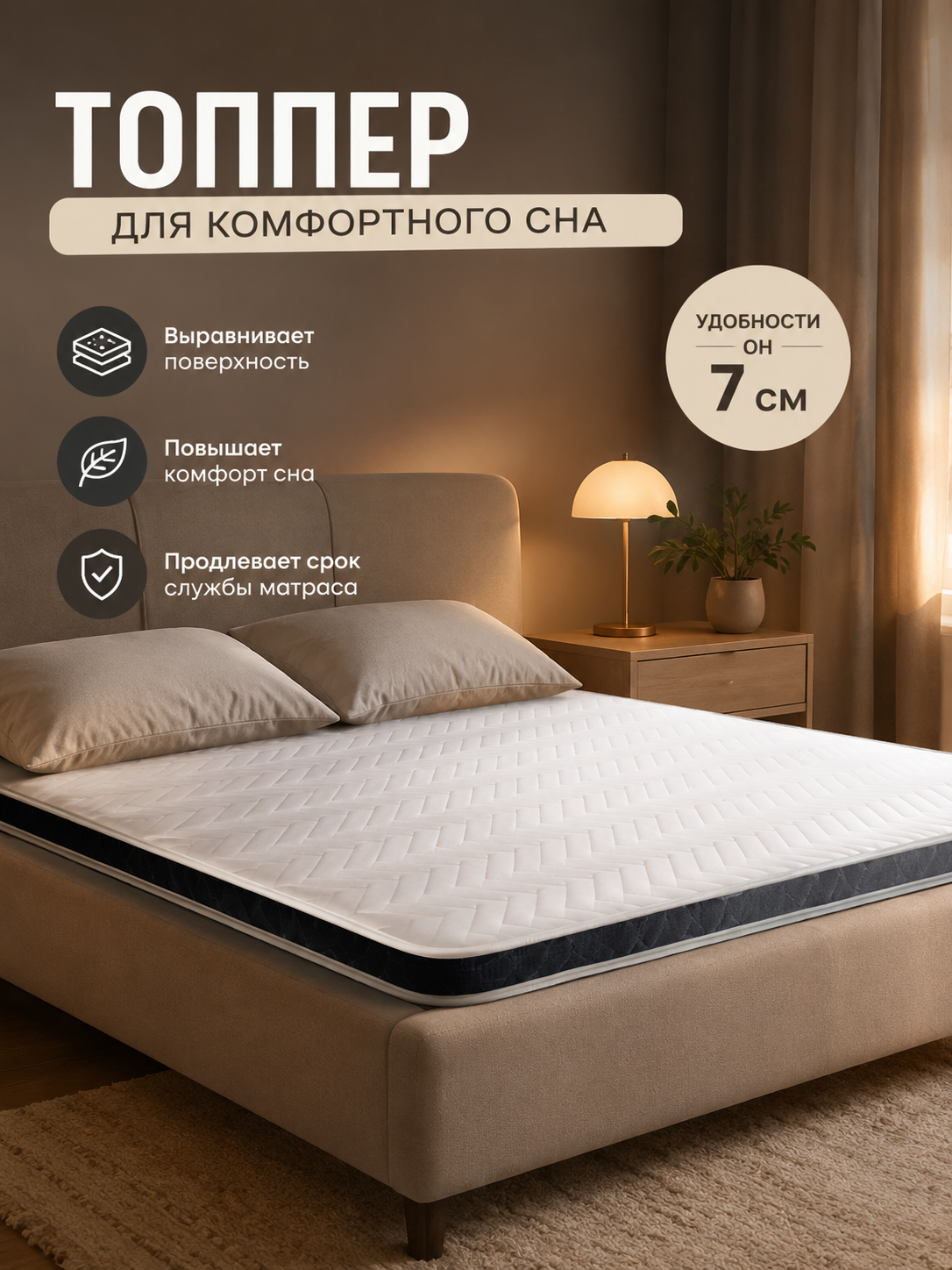 Topper/matras 7 sm, divan matras uchun - 