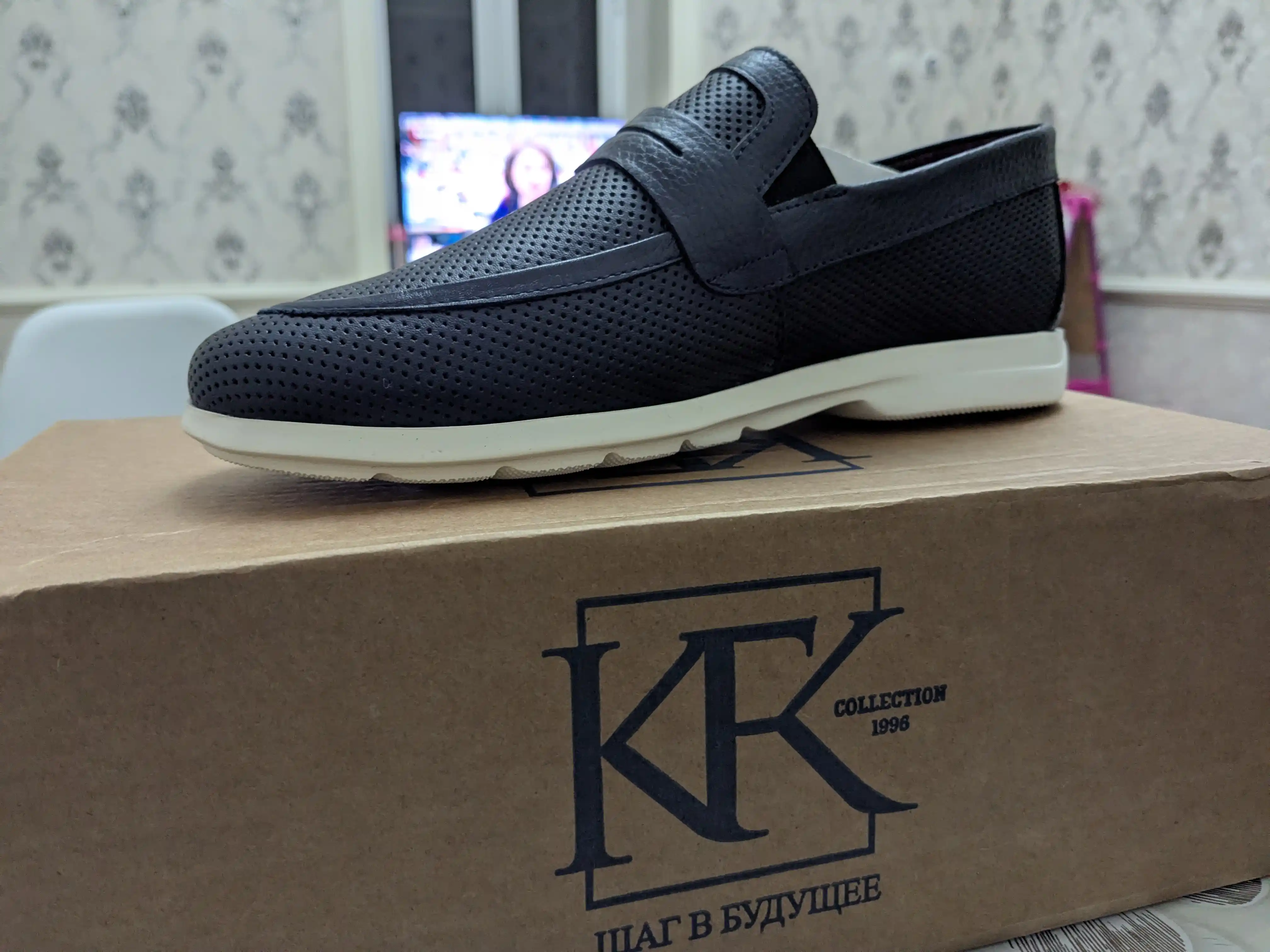 Мужские лоферы из натуральной кожи KFKSHOES, перфорированные слипоны, повседневная обувь