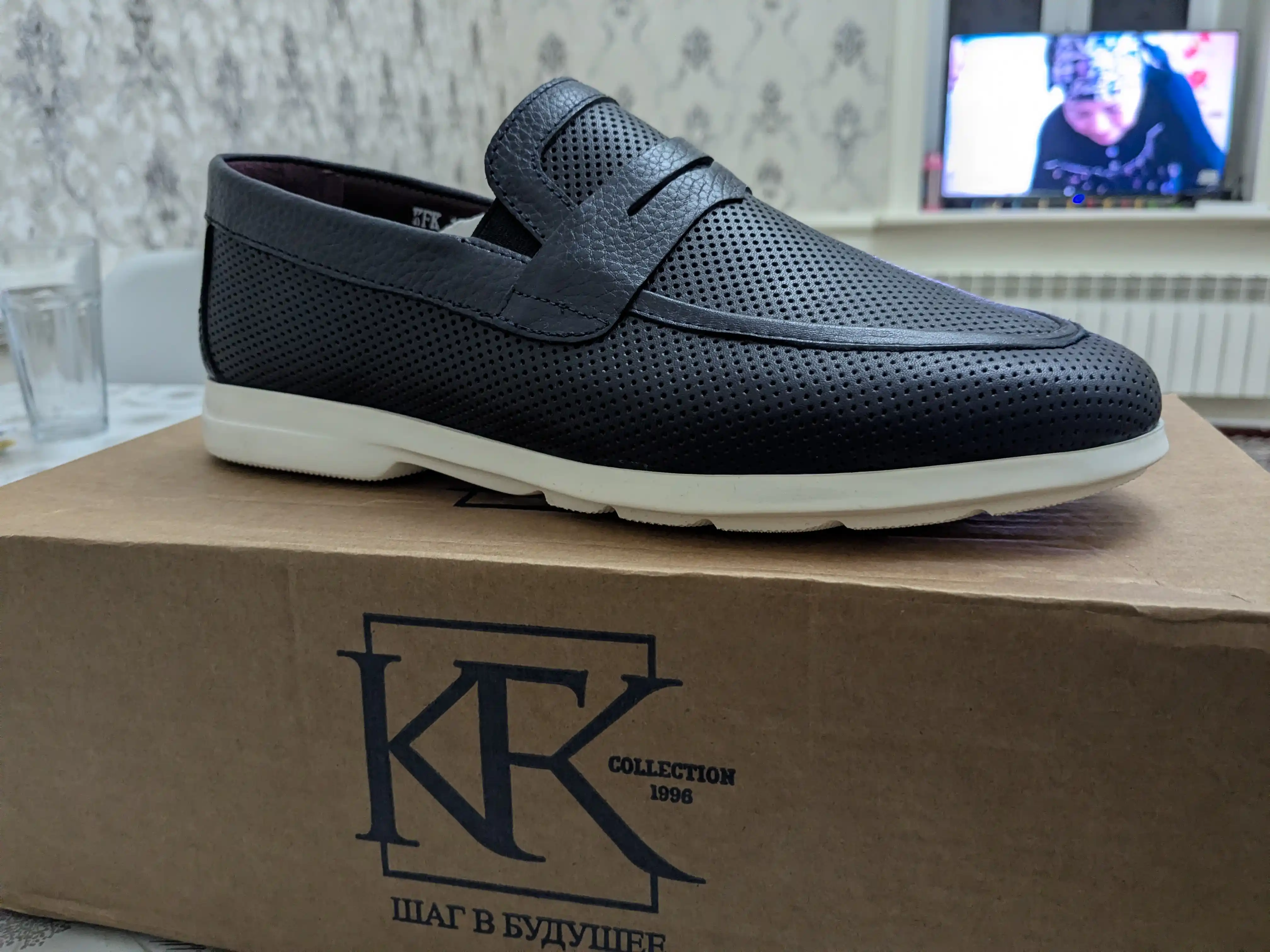 Мужские лоферы из натуральной кожи KFKSHOES, перфорированные слипоны, повседневная обувь