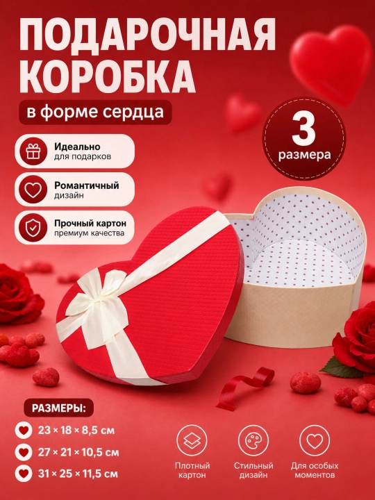Подарочная коробка сердце. Красная gift box. Коробка для подарка - 