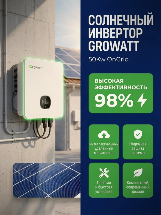 Инвертор Growatt MID 50KTL3-X2 50кВт сетевой трёхфазный On-Grid - 
