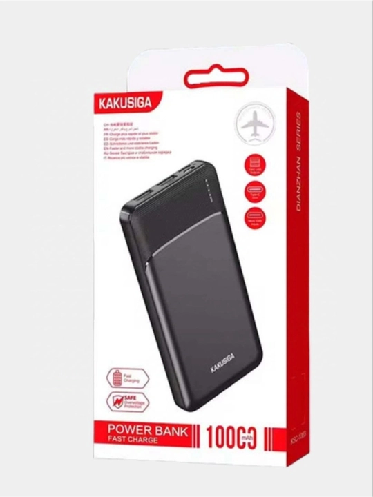 KAKUSIGA Power Bank 10000 mAh – Быстрая зарядка, 2 USB, Type-C, портативный аккумулятор