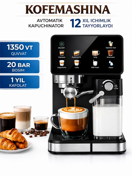 Kofe mashina Duvel, 1350W, Kofe mashina uy va ofis uchun koffe aparat