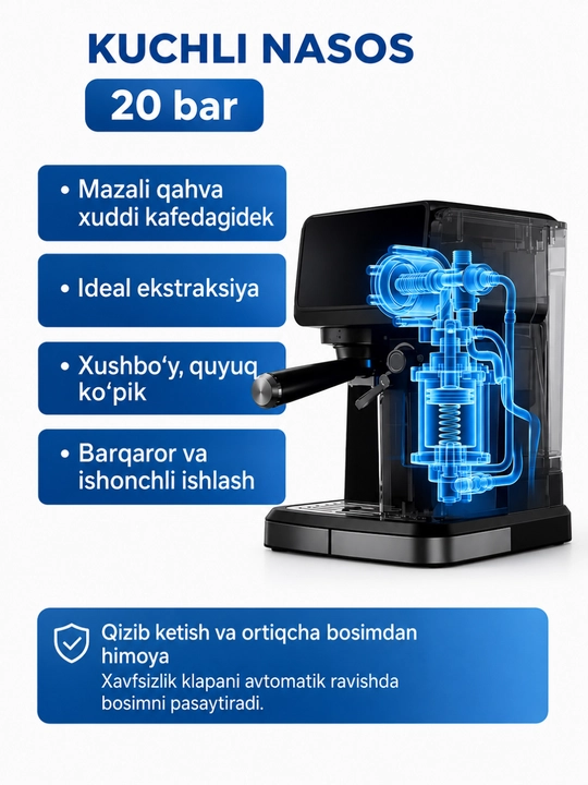 Kofe mashina Duvel, 1350W, Kofe mashina uy va ofis uchun koffe aparat