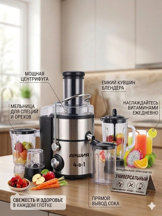 Arshia Dubai AD-0777 4 в 1 – Кухонный комбайн