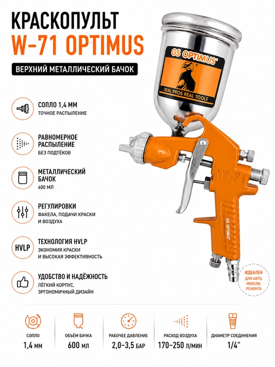 Boyoq purkagich W-71, OPTIMUS, 1.4 mm - 