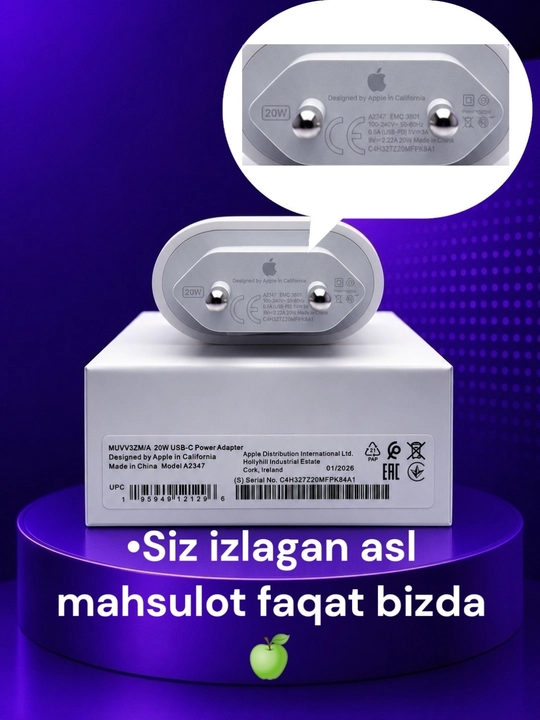 IPhone uchun 20W tezkor zaryadlovchi Adapter blok va perixodnik sovg'a 1 yil kafolat