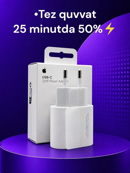 IPhone uchun 20W tezkor zaryadlovchi Adapter blok va perixodnik sovg'a 1 yil kafolat