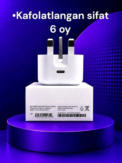 IPhone uchun 20W tezkor zaryadlovchi Adapter blok va perixodnik sovg'a 1 yil kafolat