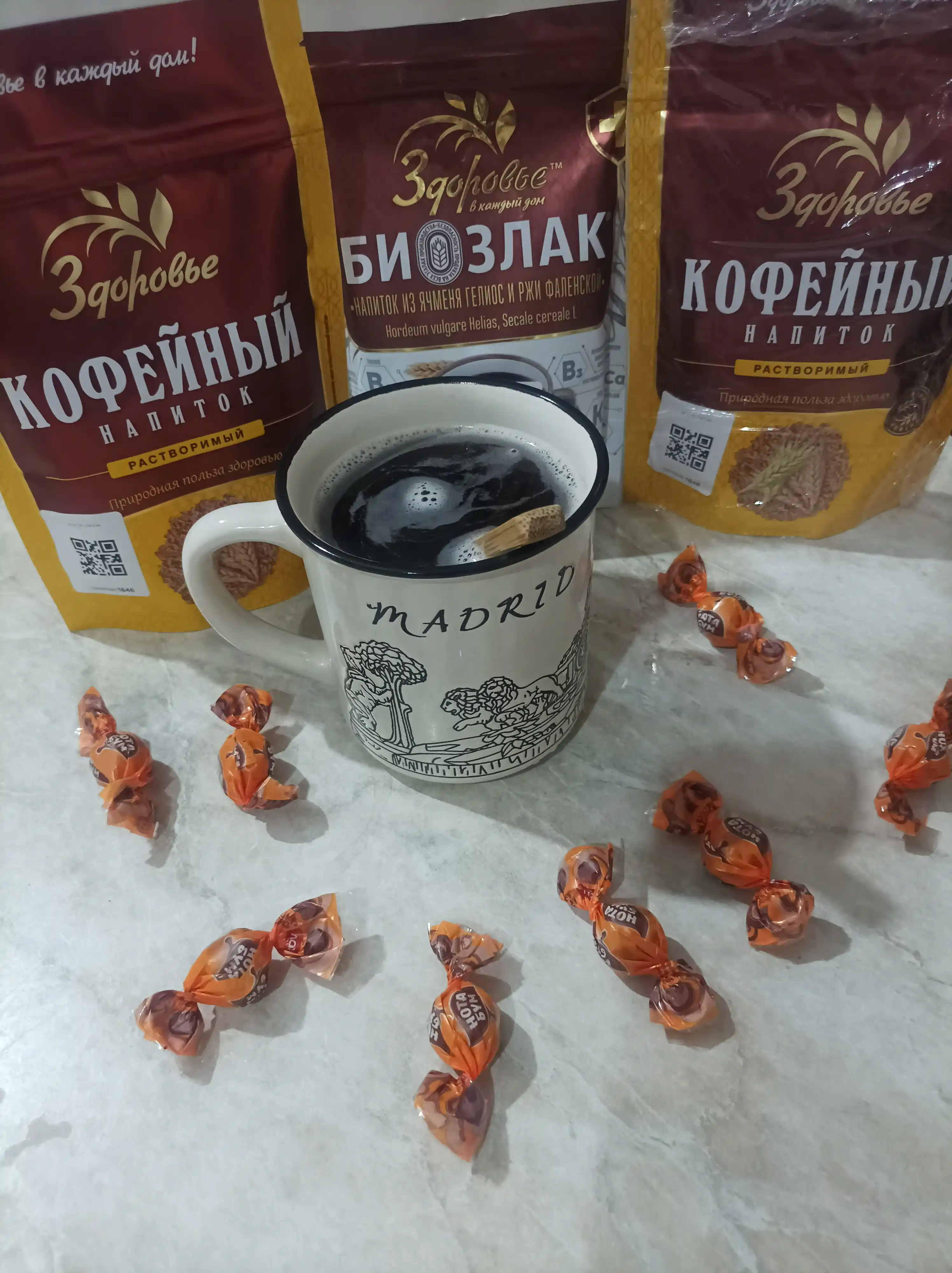 Qahva ichimligi, eruvchan, boshoqli o‘simliklar asosida tayyorlanadi. Zdorovye. 100 g