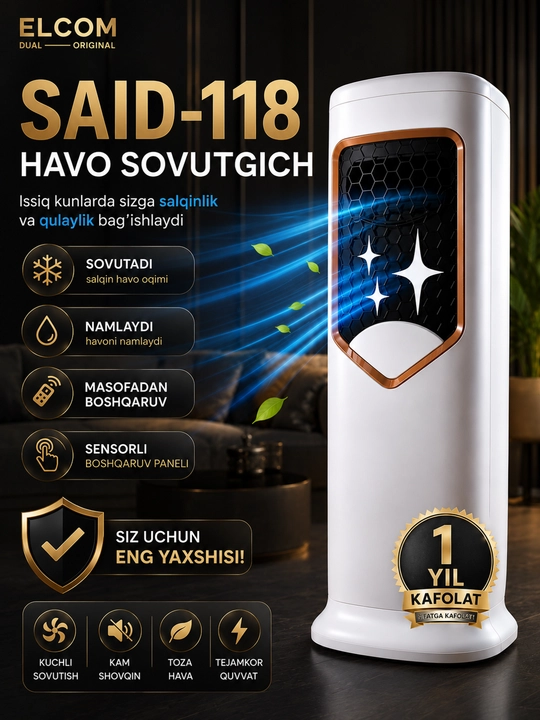 Ventilyator Sovutgich 5 in 1, sovutadi, isitadi, namlaydi