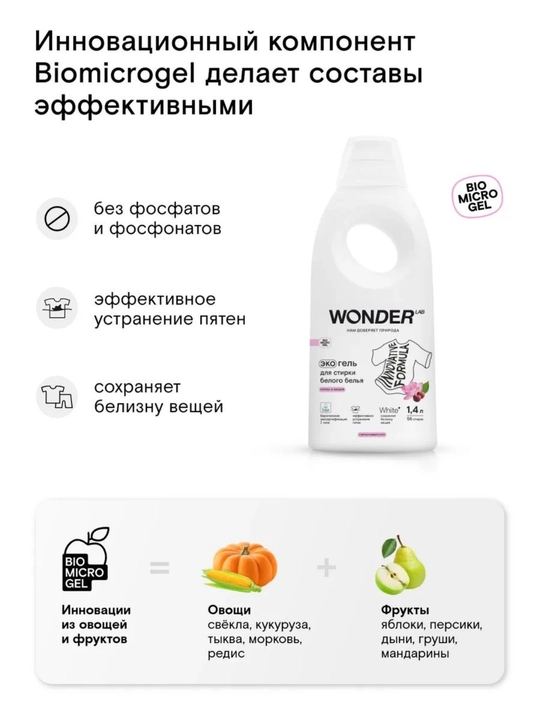 Эко гель для деликатной стирки Утренние Цветы Wonder Lab