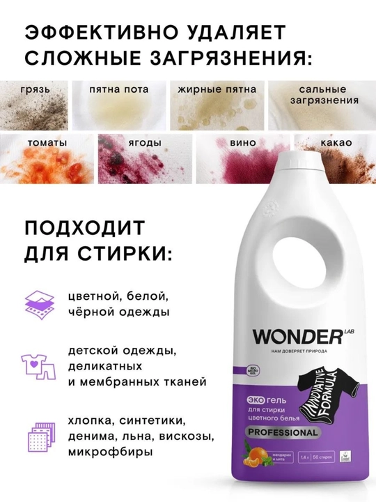 Эко гель для деликатной стирки Утренние Цветы Wonder Lab