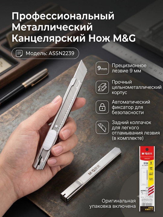 Metall kanselyariya pichog‘i 9 mm M&G ASSN2239 - 
