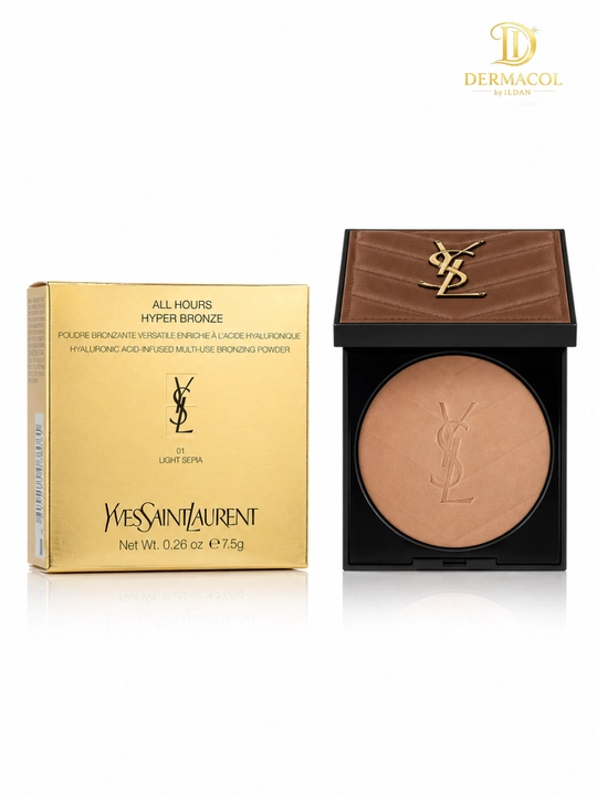 Пудра-бронзер для макияжа лица YSL All Hours Hyper Bronze 01 Light Sepia сияющий финиш 7.5г