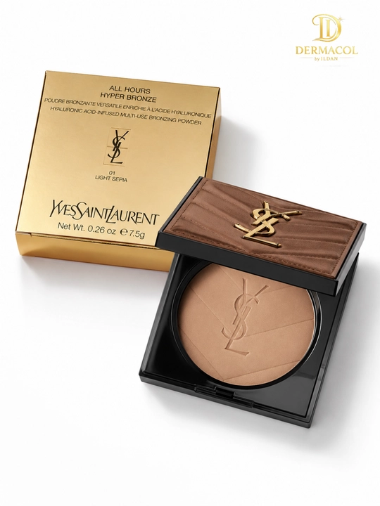 Пудра-бронзер для макияжа лица YSL All Hours Hyper Bronze 01 Light Sepia сияющий финиш 7.5г