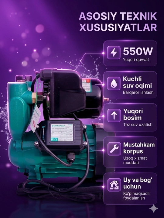 Suv nasos, Avtomatik suv nasoslari, hammom uchun nasoslar, suv taminoti, SANITPRO 370