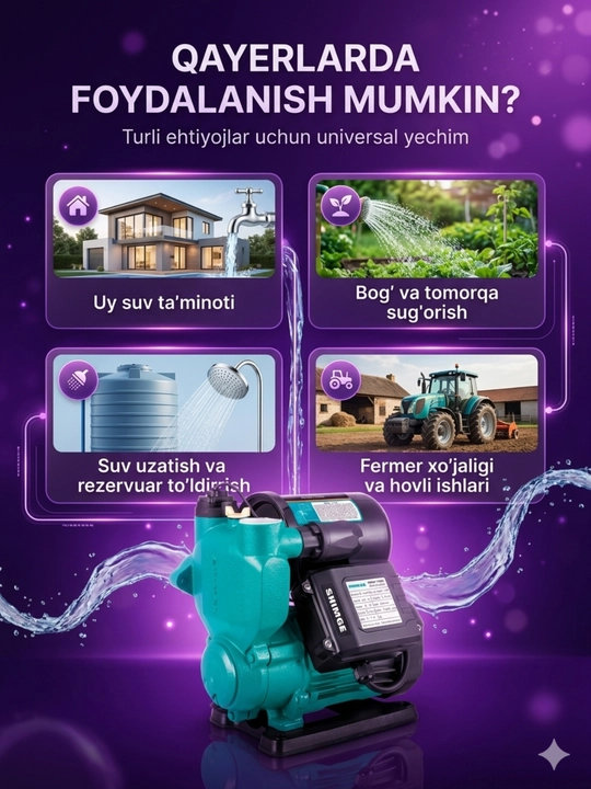 Suv nasos, Avtomatik suv nasoslari, hammom uchun nasoslar, suv taminoti, SANITPRO 370