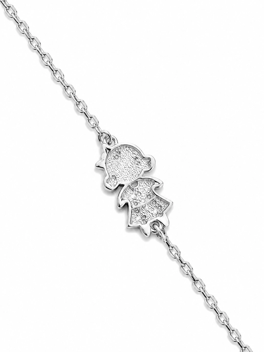 Серебряный браслет с фигурками детей и фианитами, 925 проба