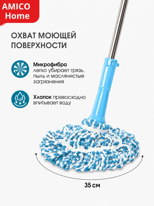 Товары для уборки: моп, треугольная швабра и швабра с ведром