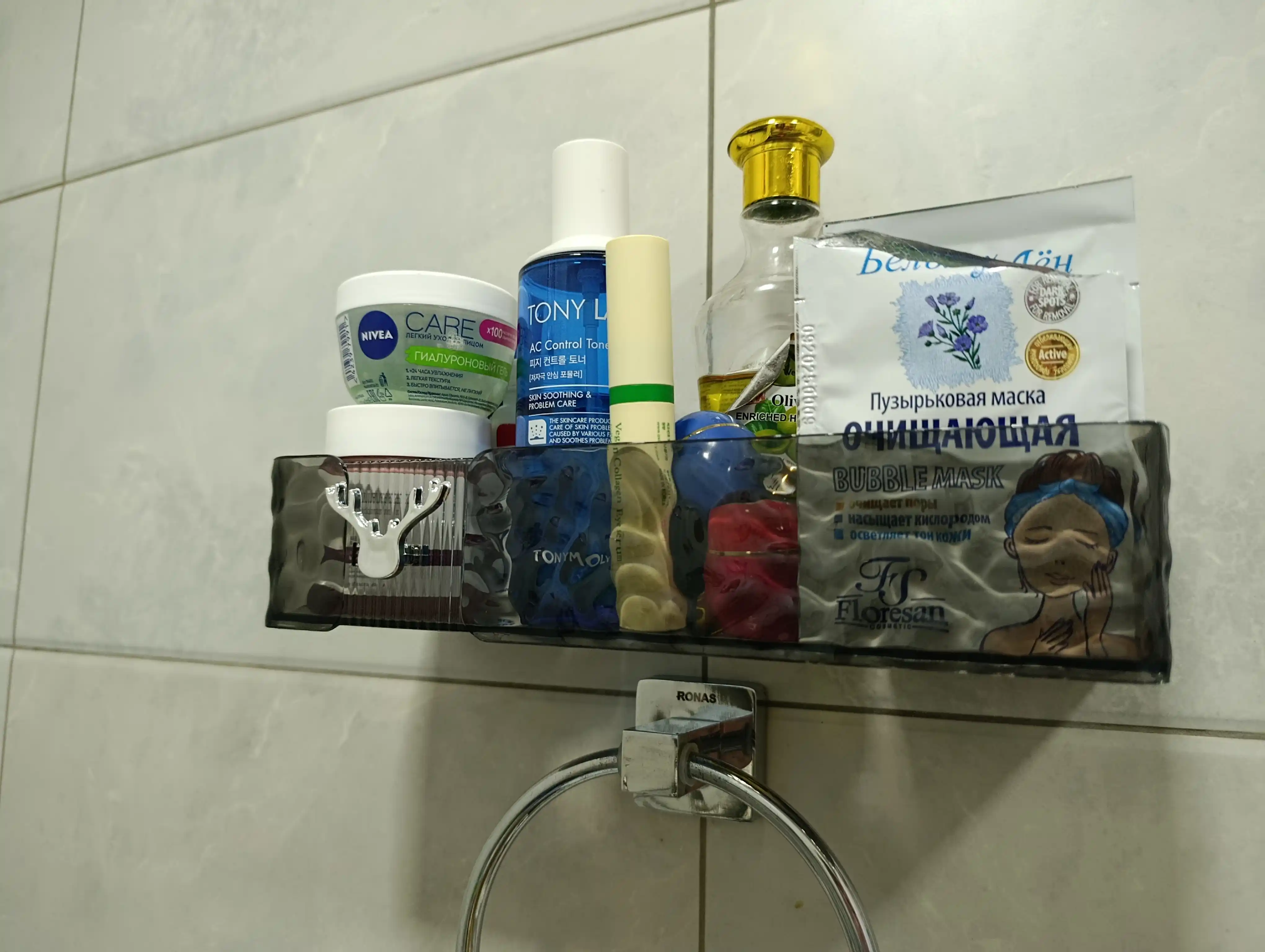 Полка настенная для ванной, прямоугольная, для хранения, без сверления, пластиковая  