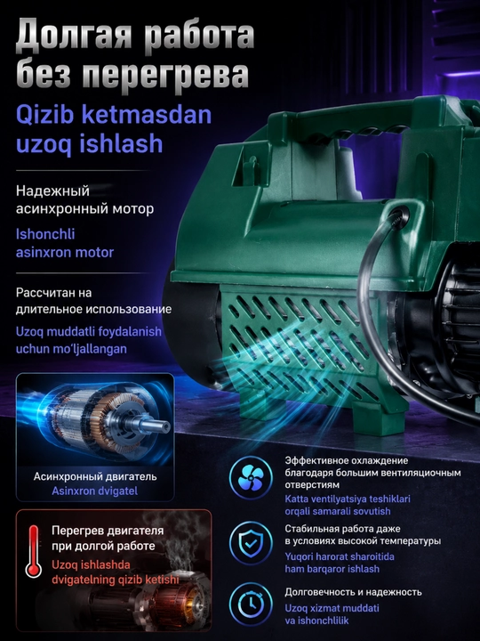 Yuqori bosimli yuvish mashinasi 2200 Vt, avtomobil yuvish moslamasi