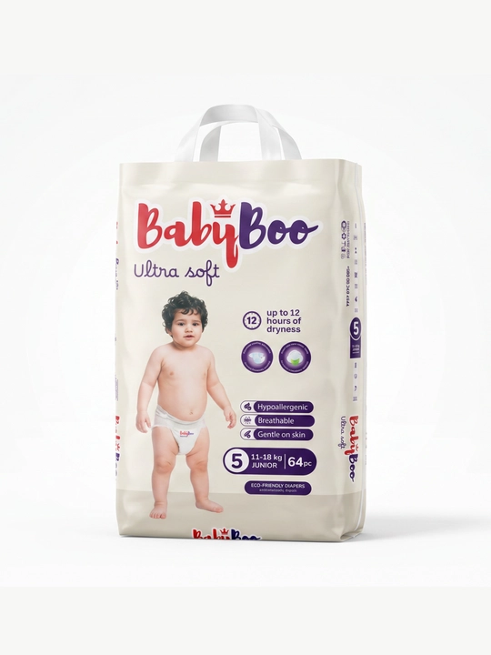 BABYBOO UltraSoft Подгузники на липучках–мягкие, гипоаллергенные, Jumbo пакеты, размеры3-7 - 