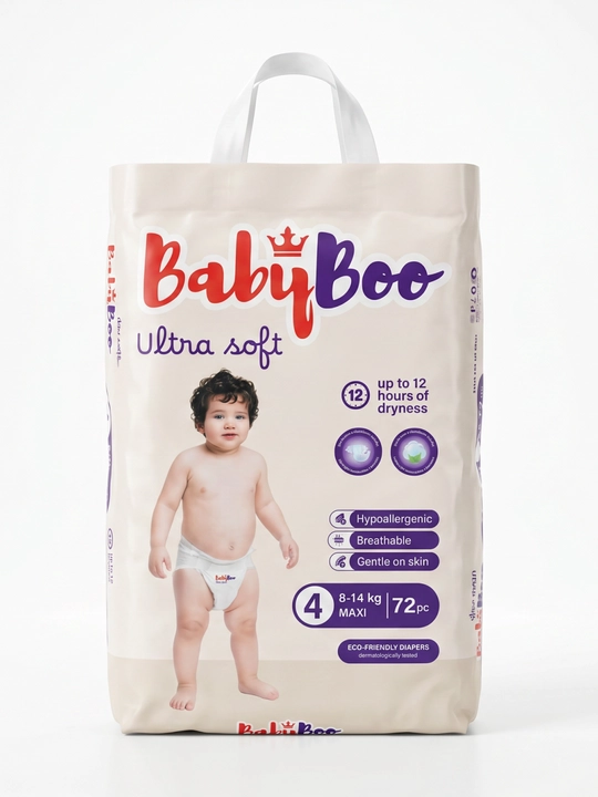 BABYBOO UltraSoft Подгузники на липучках–мягкие, гипоаллергенные, Jumbo пакеты, размеры3-7