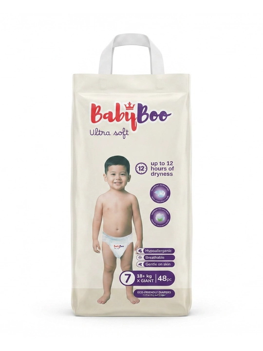 BABYBOO UltraSoft Подгузники на липучках–мягкие, гипоаллергенные, Jumbo пакеты, размеры3-7