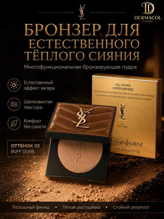 Бронзер YSL All Hours Hyper Bronze Buff Dune 02 для макияжа лица 7.5 г