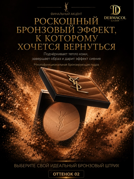 Бронзер YSL All Hours Hyper Bronze Buff Dune 02 для макияжа лица 7.5 г