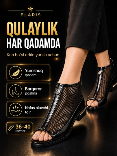 Ayollar uchun to‘rli tufli, bahor-yoz-kuzga mos, 36–40
