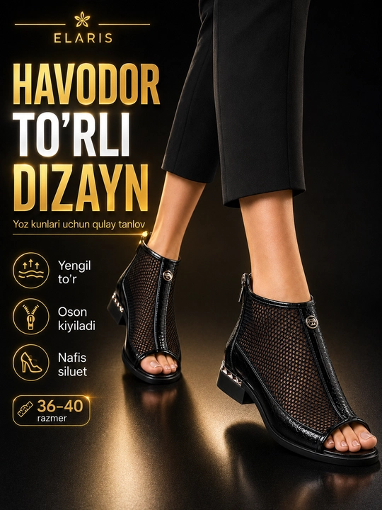 Ayollar uchun to‘rli tufli, bahor-yoz-kuzga mos, 36–40