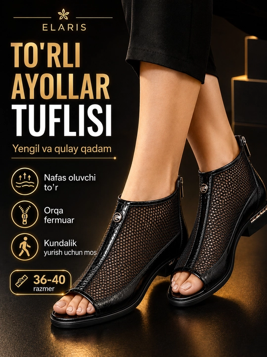 Ayollar uchun to‘rli tufli, bahor-yoz-kuzga mos, 36–40 - 