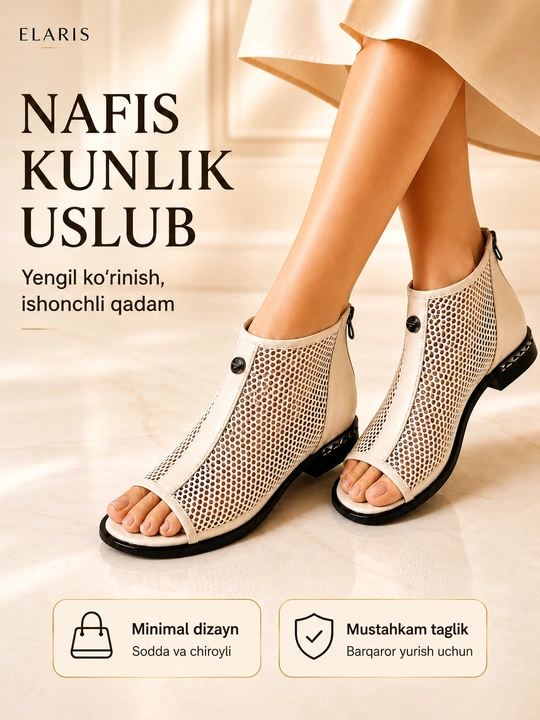 Ayollar uchun to‘rli tufli, bahor-yoz-kuzga mos, 36–40