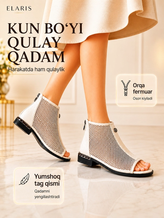 Ayollar uchun to‘rli tufli, bahor-yoz-kuzga mos, 36–40