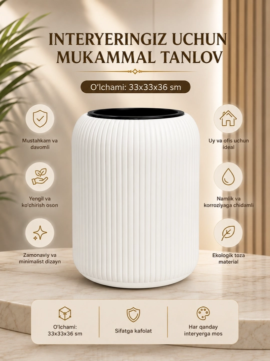 Premium dekorativ gul tuvagi. Zamonaviy interyer uchun katta guldon 6 litr - 