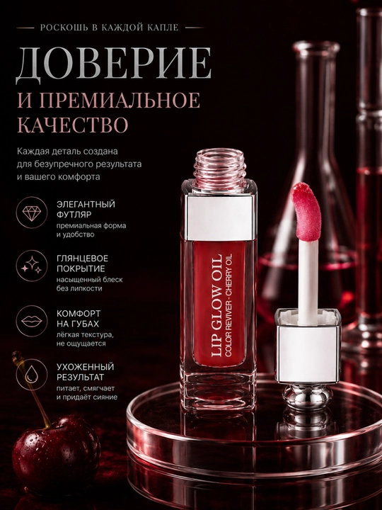 Dior Addict Lip Glow Oil namlantiruvchi yaltiroq moyi, 012-tus, yumshoq va porloq lablar uchun
