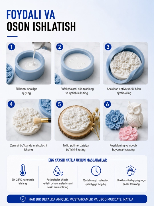 Art Silicon silikon kauchugi, moldlar va shakllar uchun, 605–640