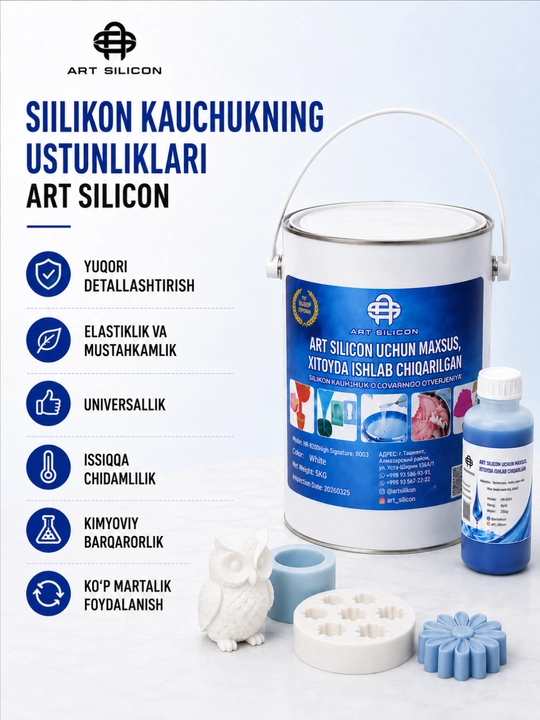 Art Silicon silikon kauchugi, moldlar va shakllar uchun, 605–640